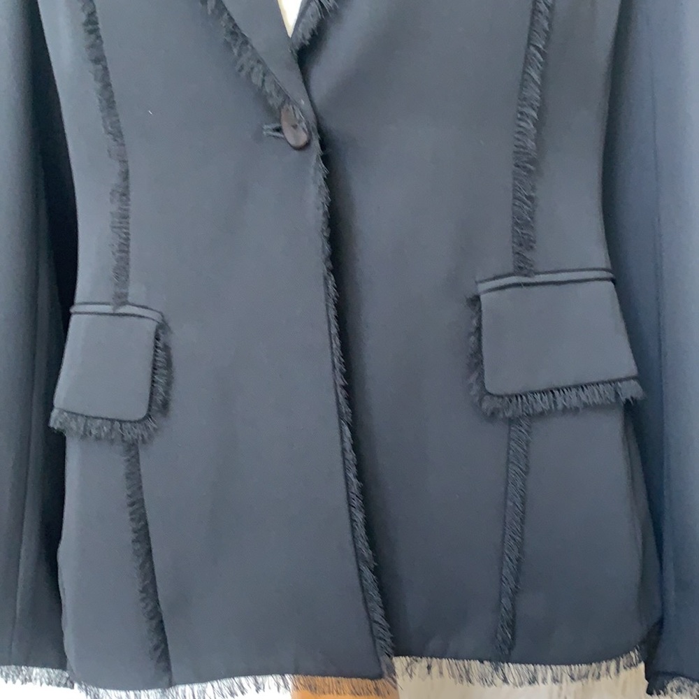 Black Blazer with Fringe Trim - Picture 4 of 11